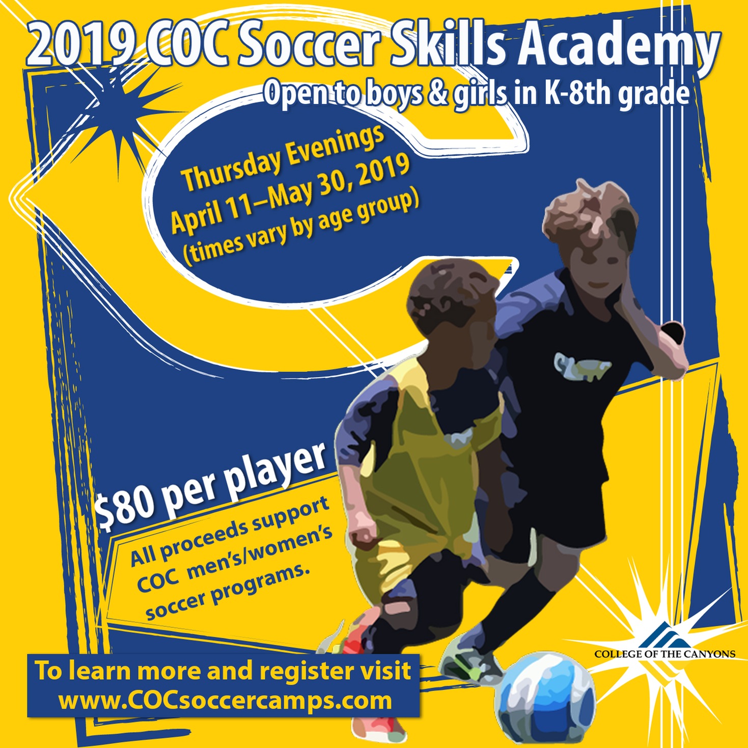 2019 COC Soccer Skills Academy flier.