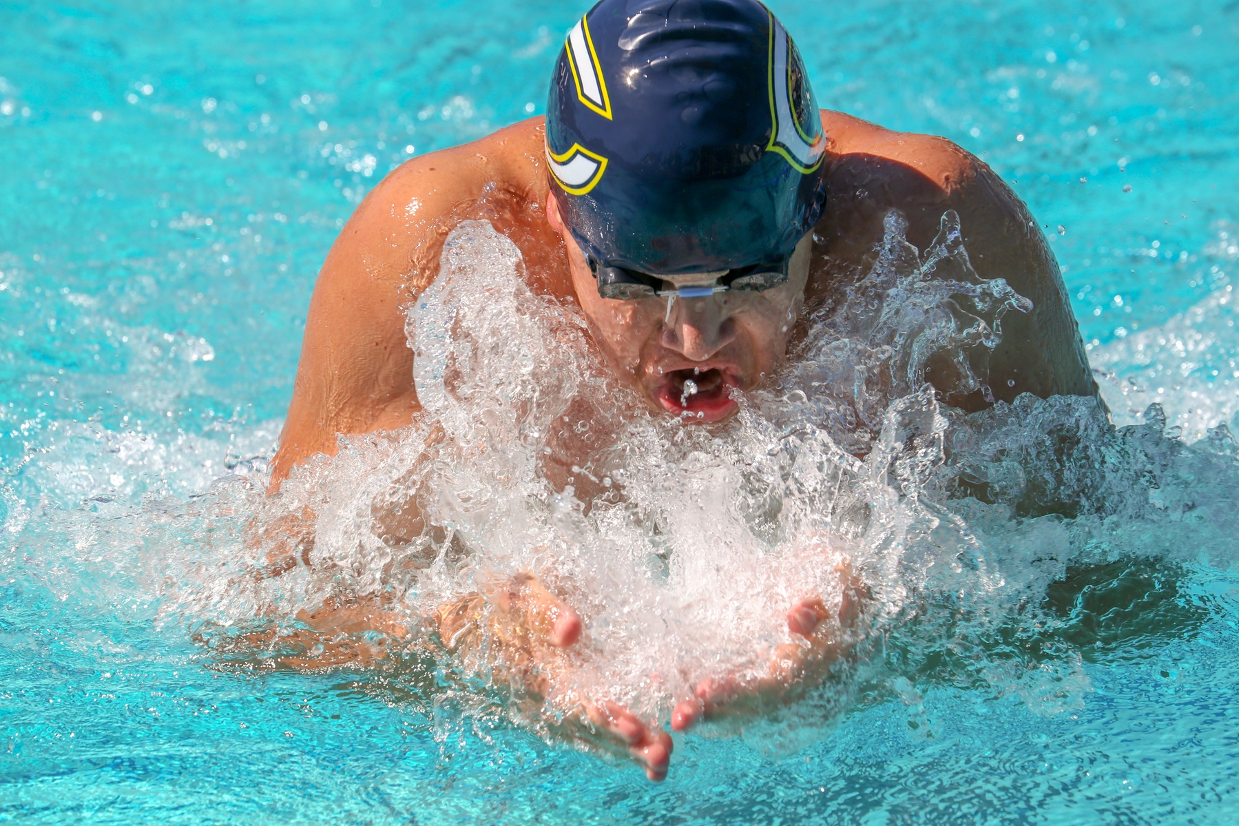 COC sophomore Rowdy Feather at the WSC swim & dive meet on March 16, 2019.