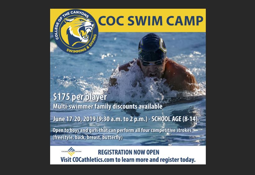 COC swim camp infographic.