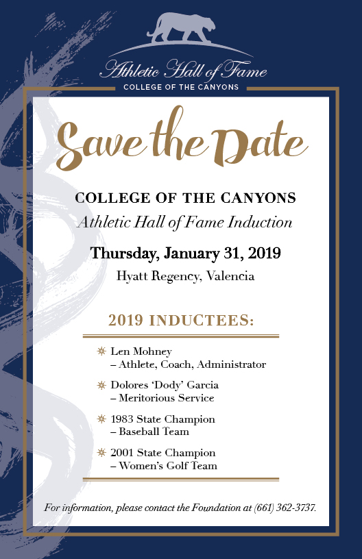2019 COC Athletic Hall of Fame save the date reminder.