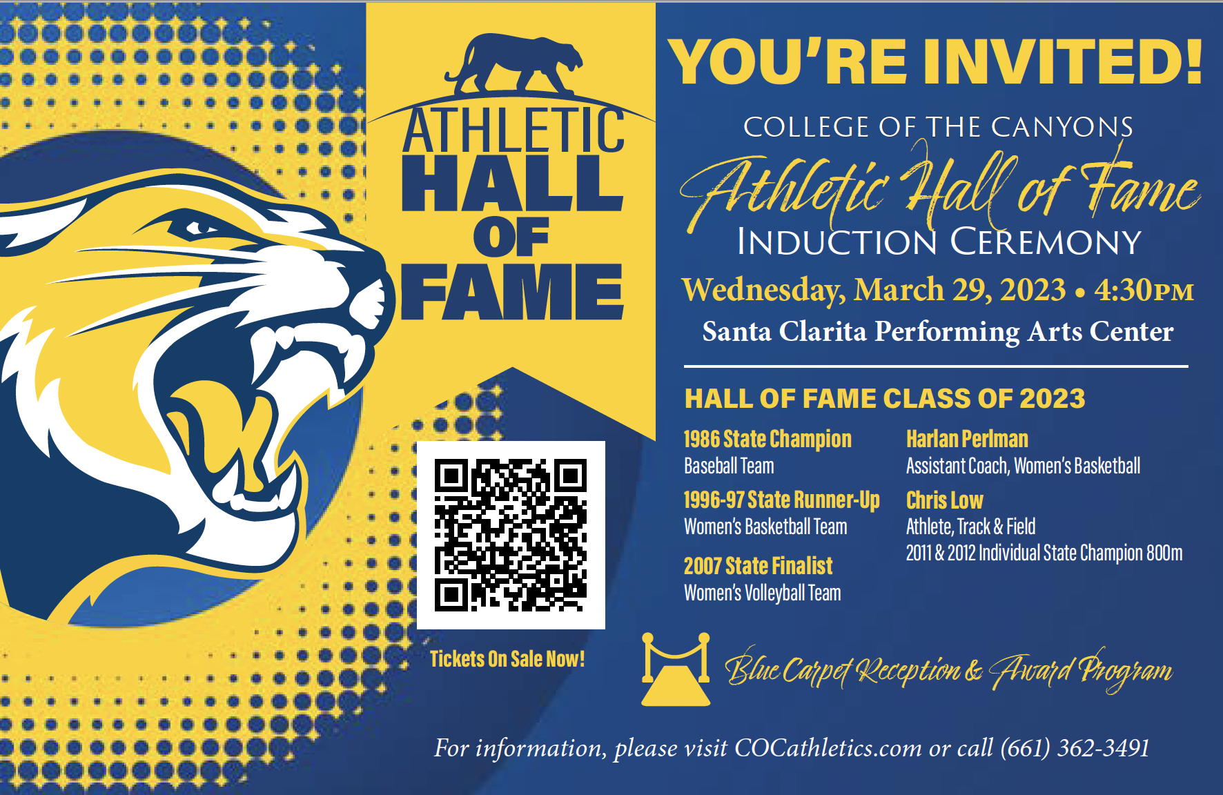 College of the Canyons Athletic Hall of Fame invitation.