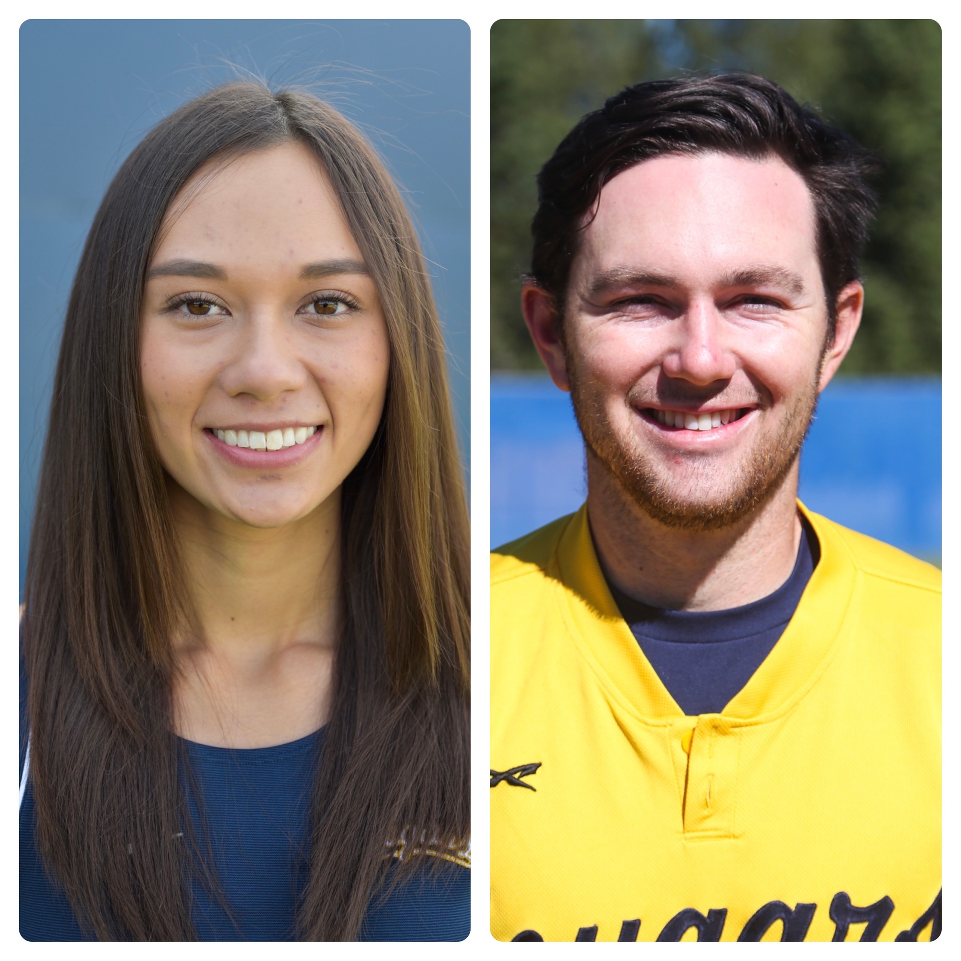 Headshot photos of former College of the Canyons student-athletes Lauren Hannah and Doyle Kane.