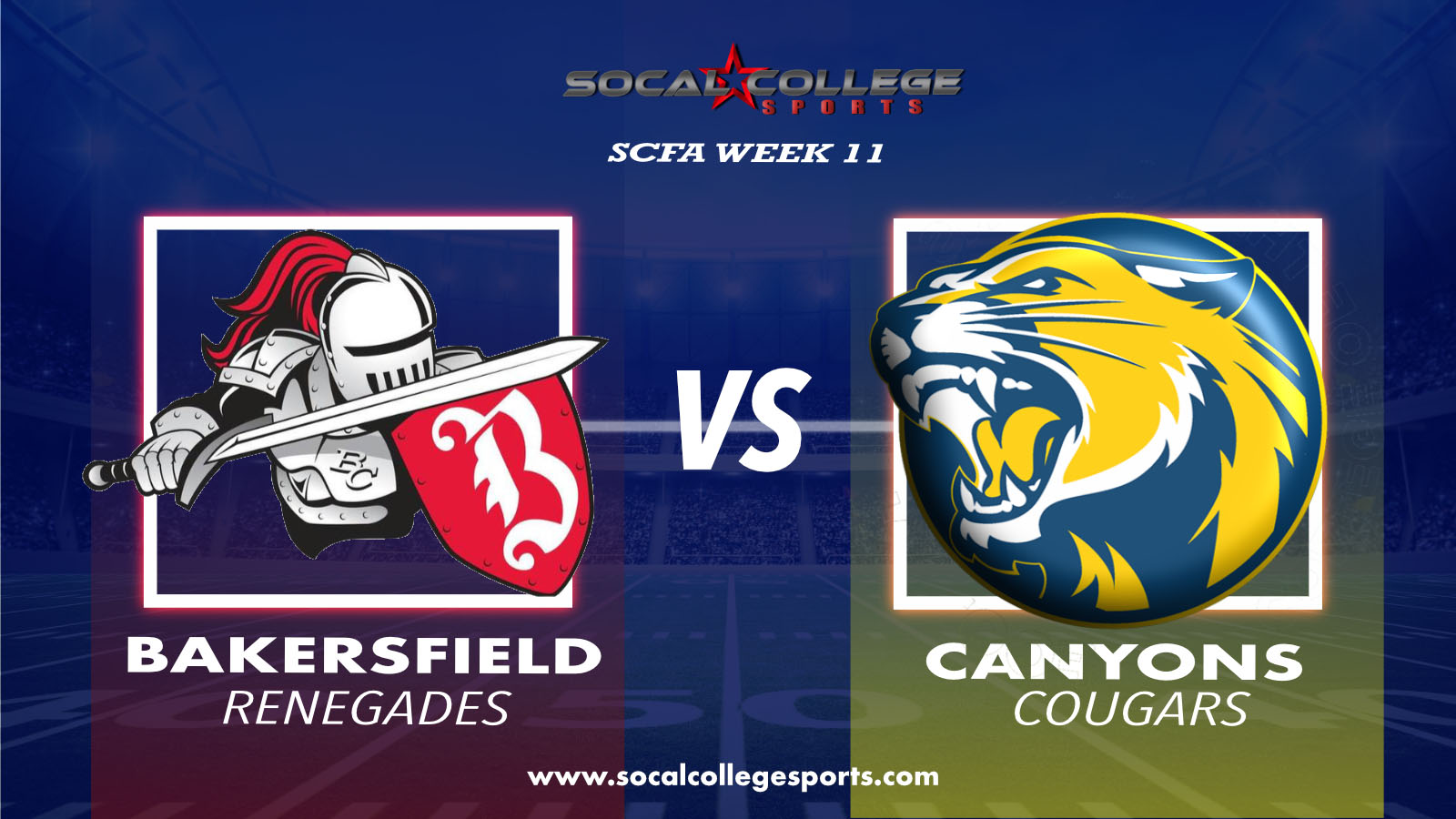 College of the Canyons football will host Bakersfield College on Saturday, Nov. 10, 2018.