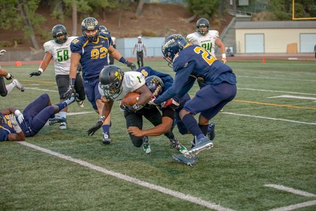 College of the Canyons used a stifling defensive attack to defeat Golden West College 26-9 at Cougar Stadium on Saturday night. Jacob Velarde/COC Sports Information.
