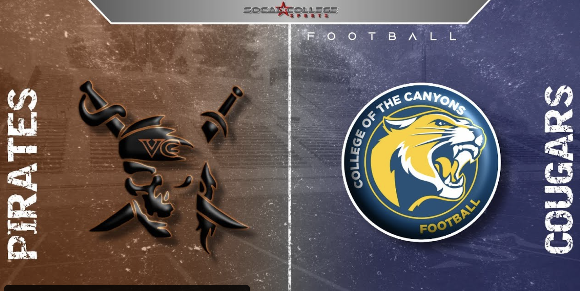 College of the Canyons football vs. Ventura College promotional graphic.