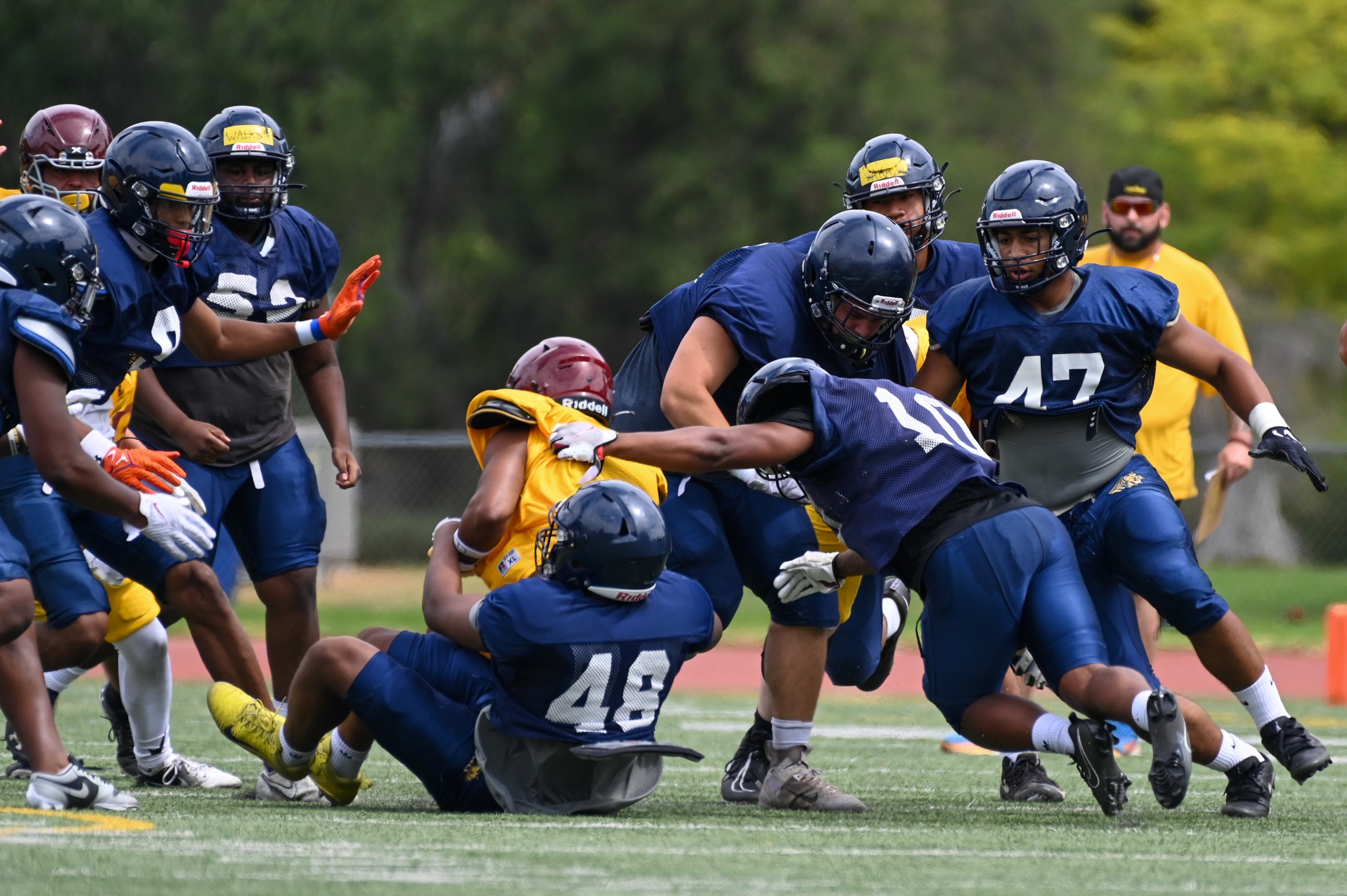 Stock action image of College of the Canyons football during scrimmage vs. Glendale College on Aug. 18, 2023.