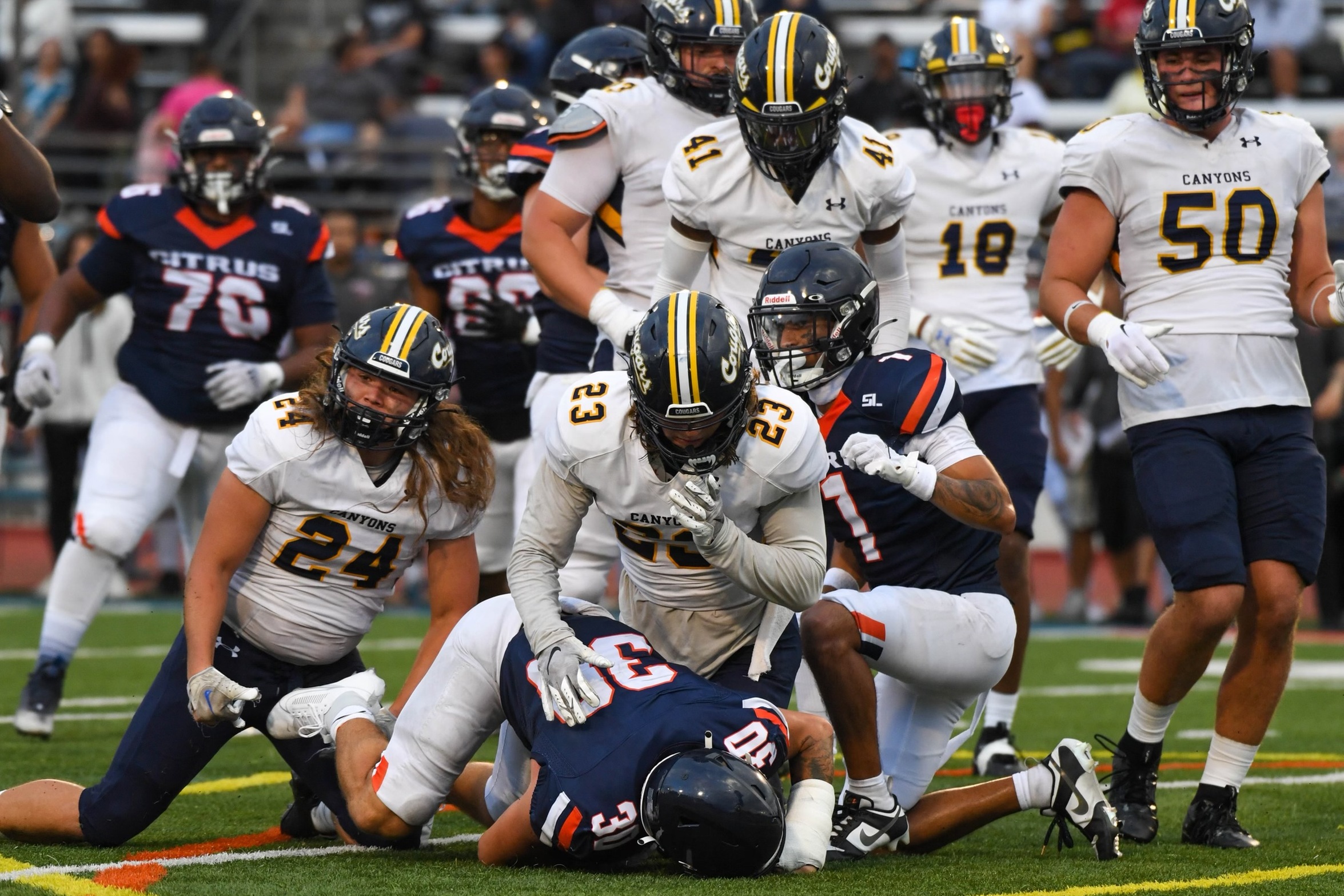 Stock action image from the College of the Canyons football team's game vs. Citrus College on Sept. 2, 2023.
