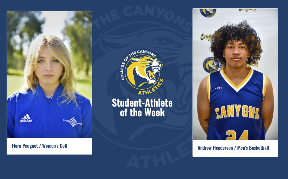 College of the Canyons student-athlete of the week informational graphic.