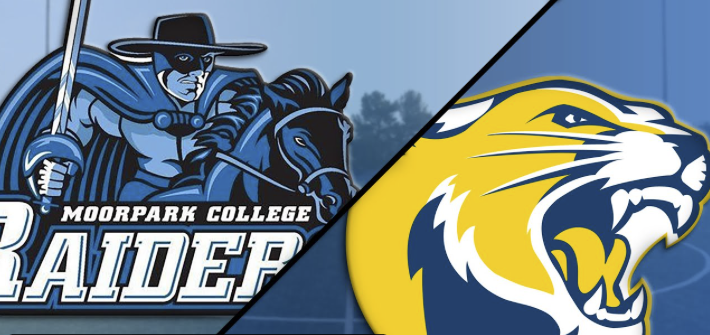 College of the Canyons men's soccer vs. Moorpark College information graphic.