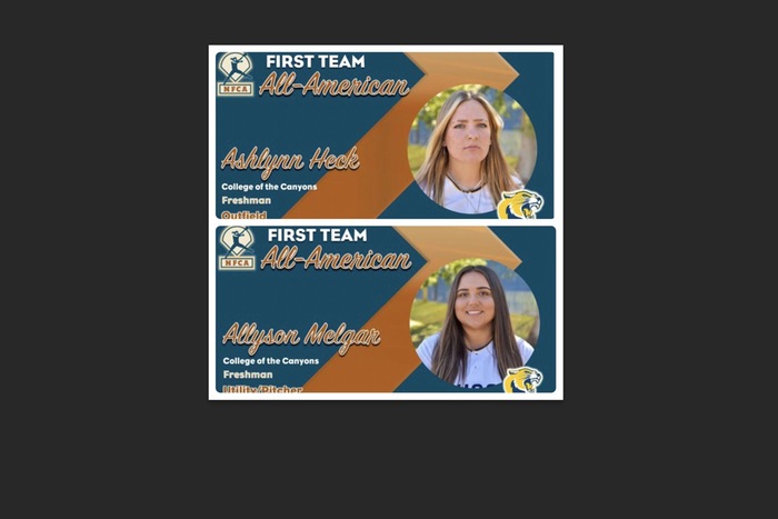 College of the Canyons NFCA All-American information graphic collage.