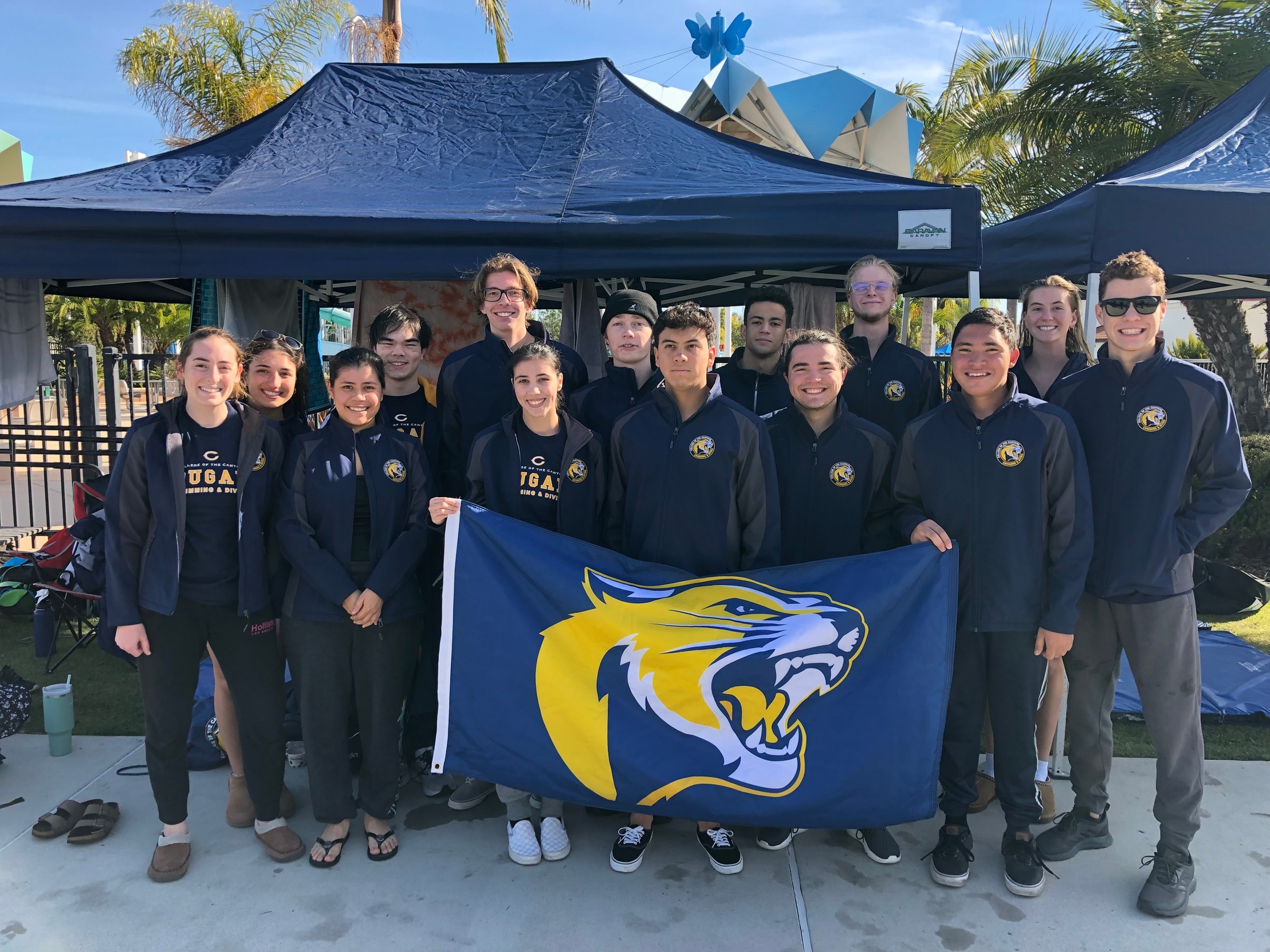 College of the Canyons swim & dive team photo at 2023 WSC Preview hosted by Ventura College.