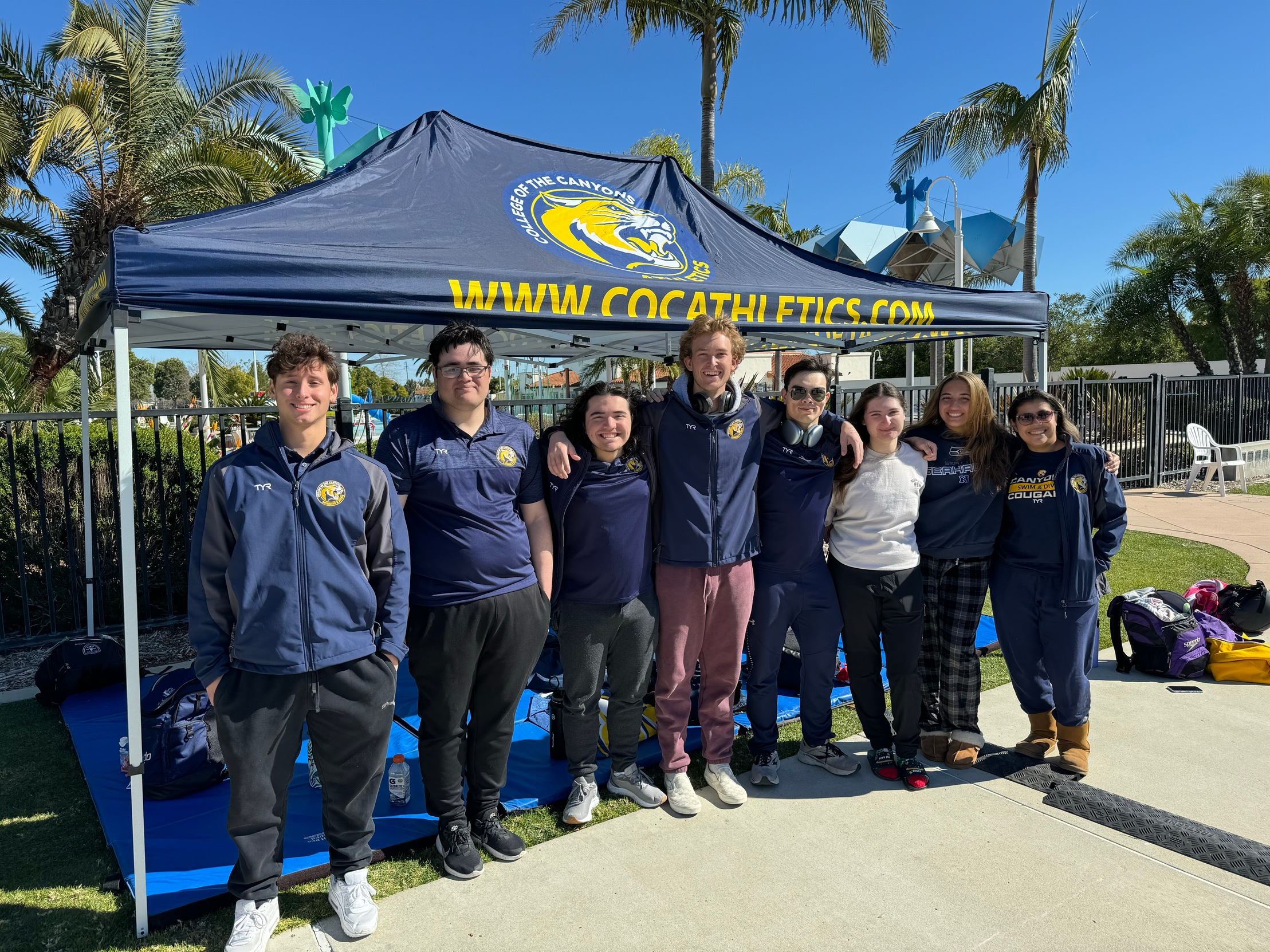 Stock group photo of the College of the Canyons men's and women's swim & dive teams during the Western State Conference Preview Event at Ventura College on Feb. 10, 2024.