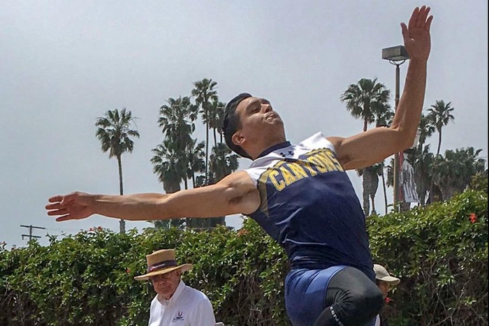 COC sophomore Delon Buncio competes in the long jump at CCCAA SoCal Regional Championships.