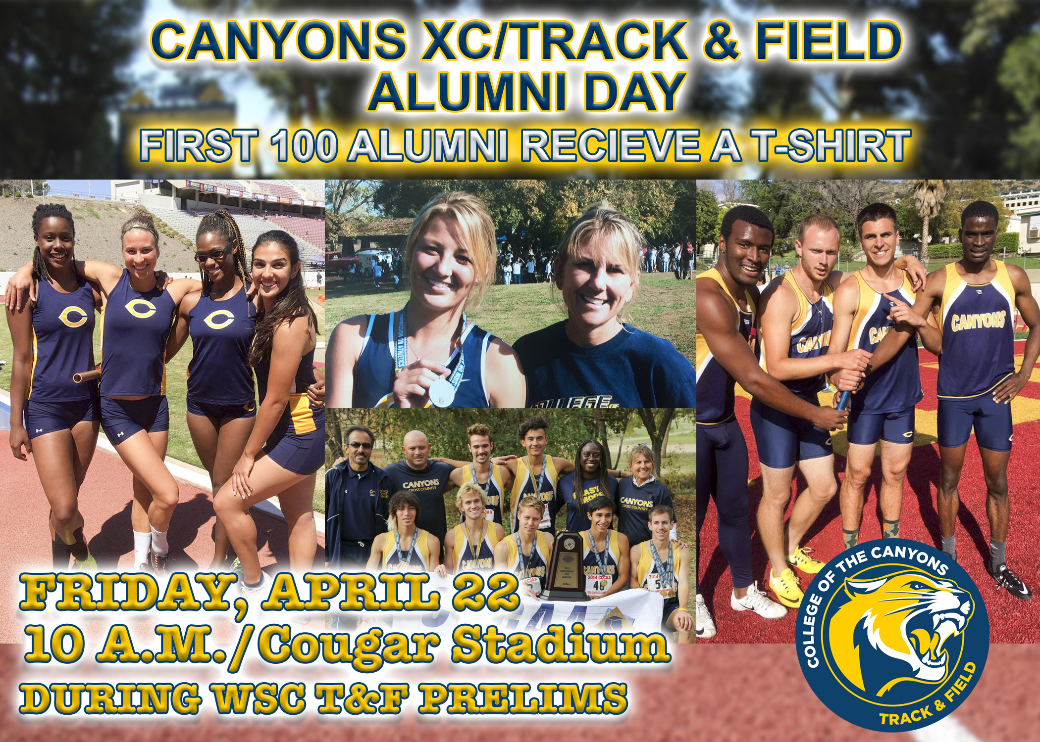 College of the Canyons XC/Track & Field Alumni Day information graphic.