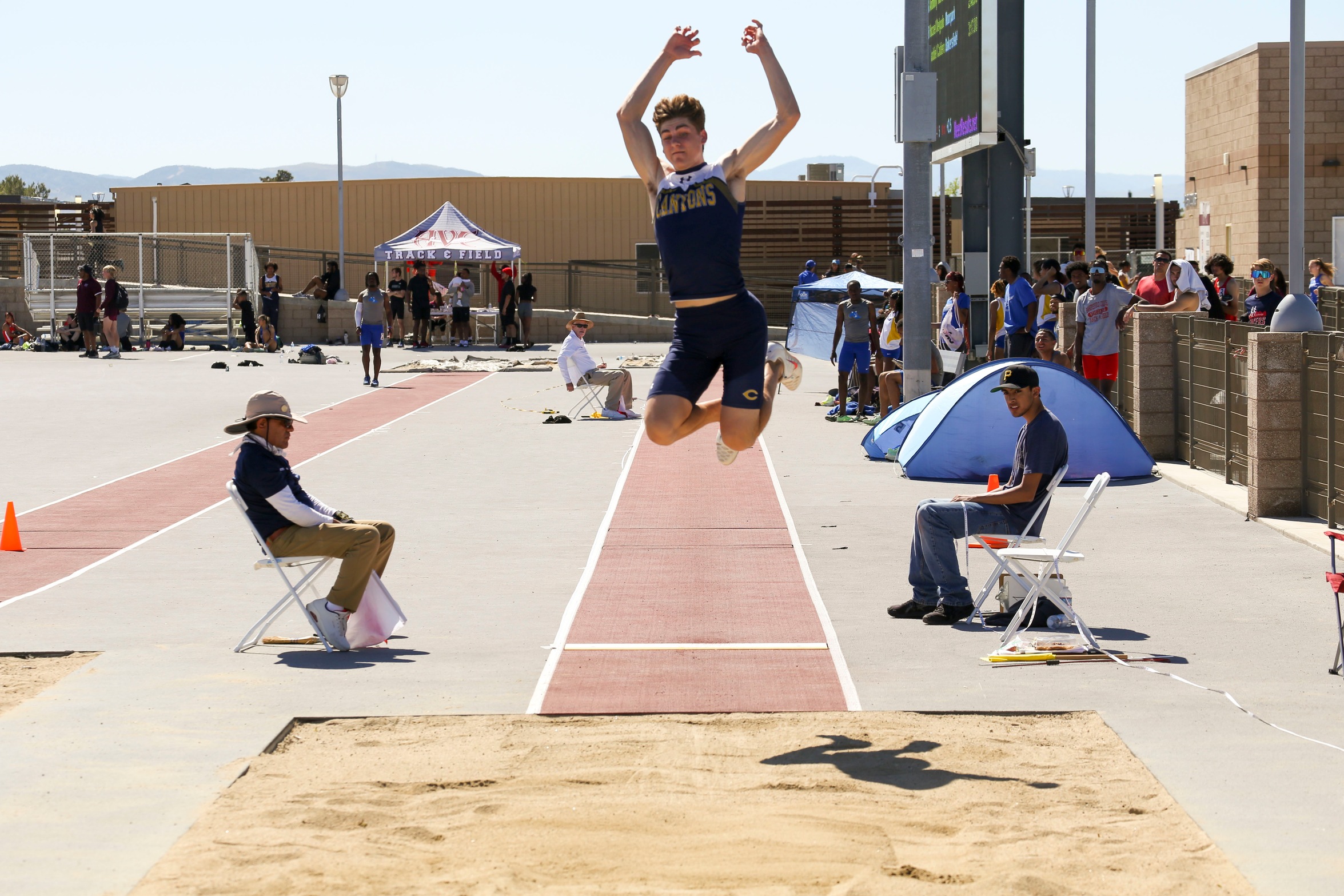 College of the Canyons track & field student-athlete Layne Buck competes in the long jump at the WSC Prelims & Championships on April 21, 2023.