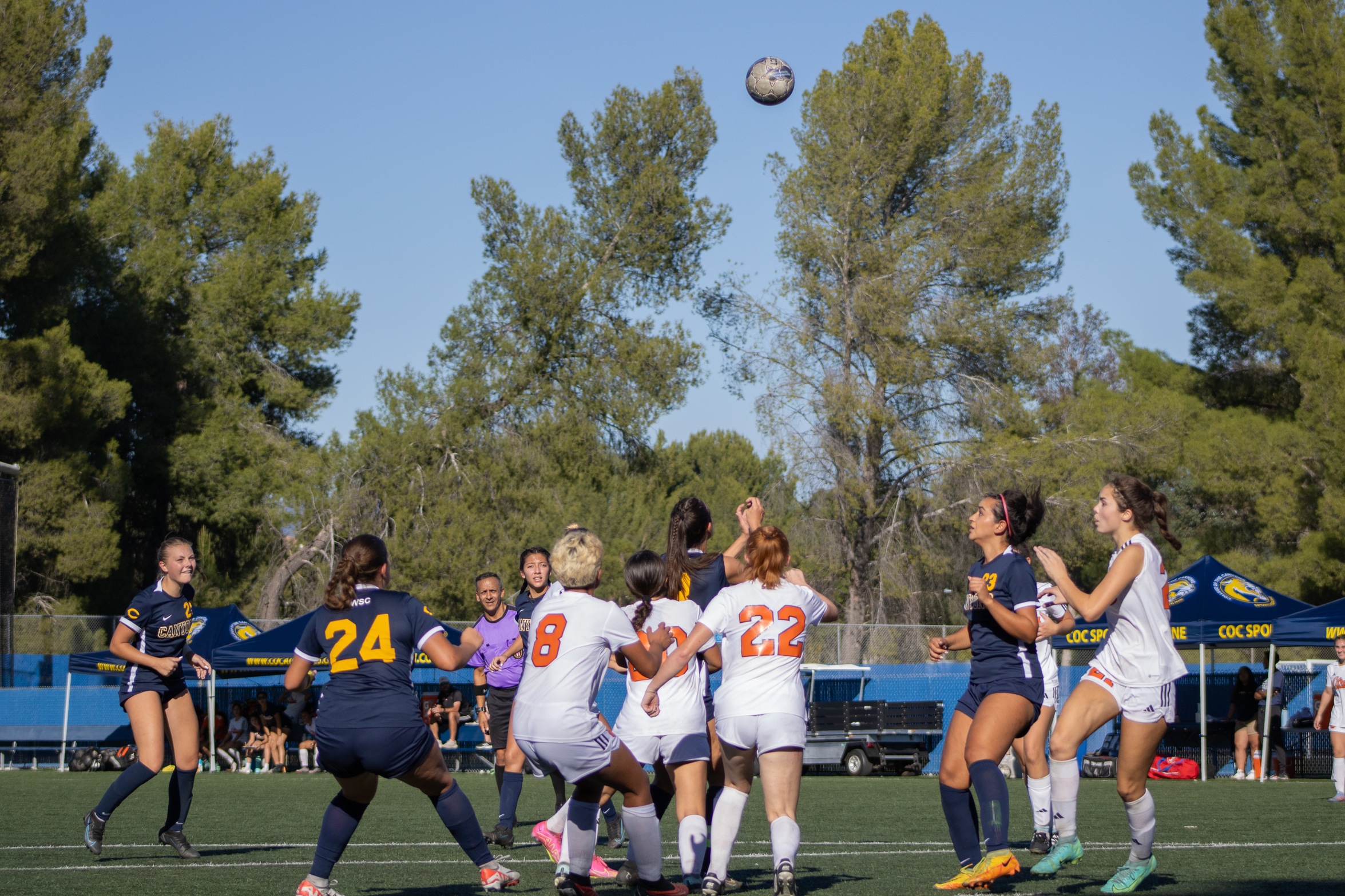College of the Canyons women's soccer stock action image from game vs Citrus College on Nov. 3, 2023.