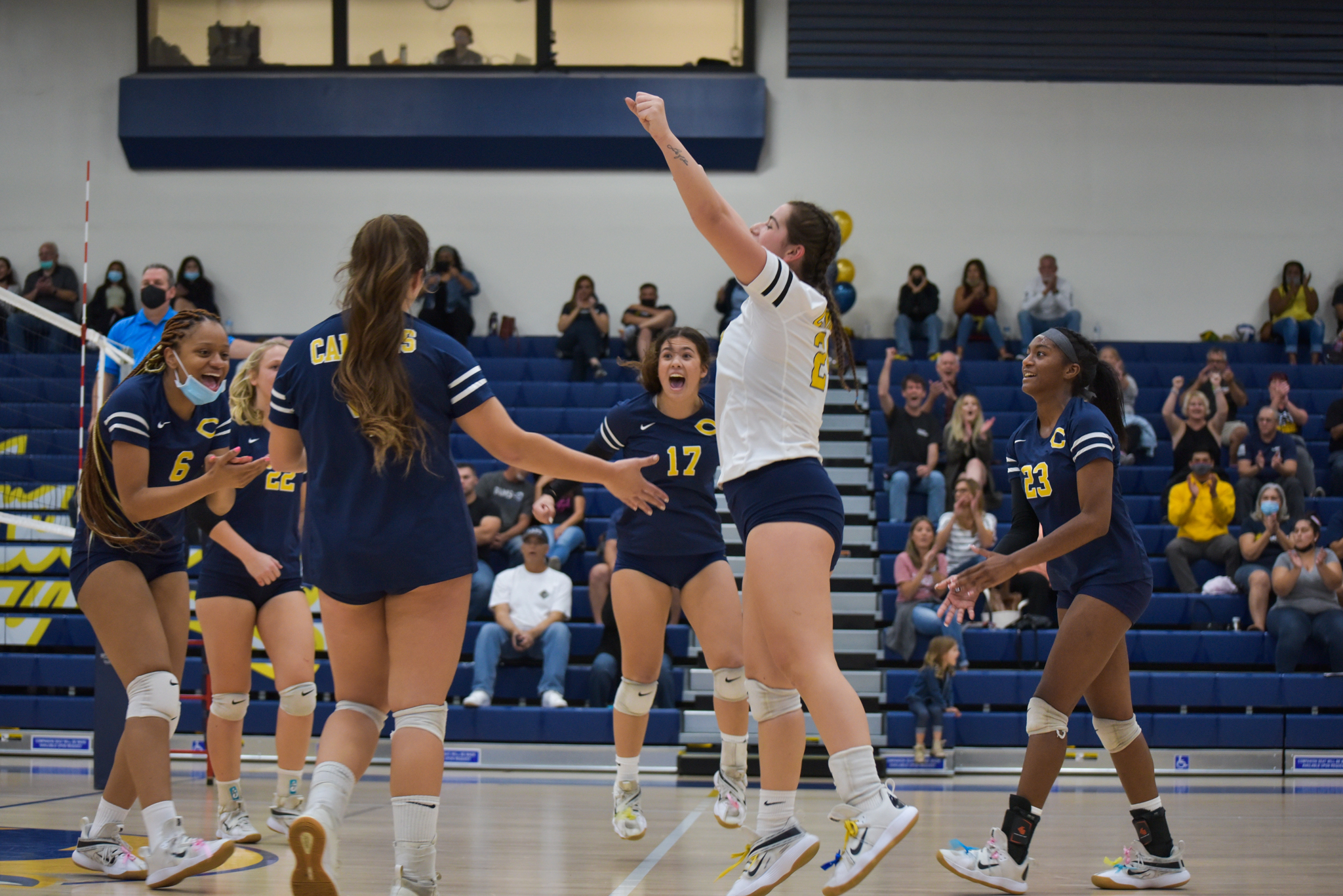 College of the Canyons (13-10, 10-2) has won seven straight matches, and 11 of its final 13, down the stretch after a 3-2 victory over No. 16 Ventura College on Tuesday night. The Cougars will now await playoff seeding with a chance to qualify for the postseason for an eighth straight year. —Mari Kneisel/COC Sports Information
