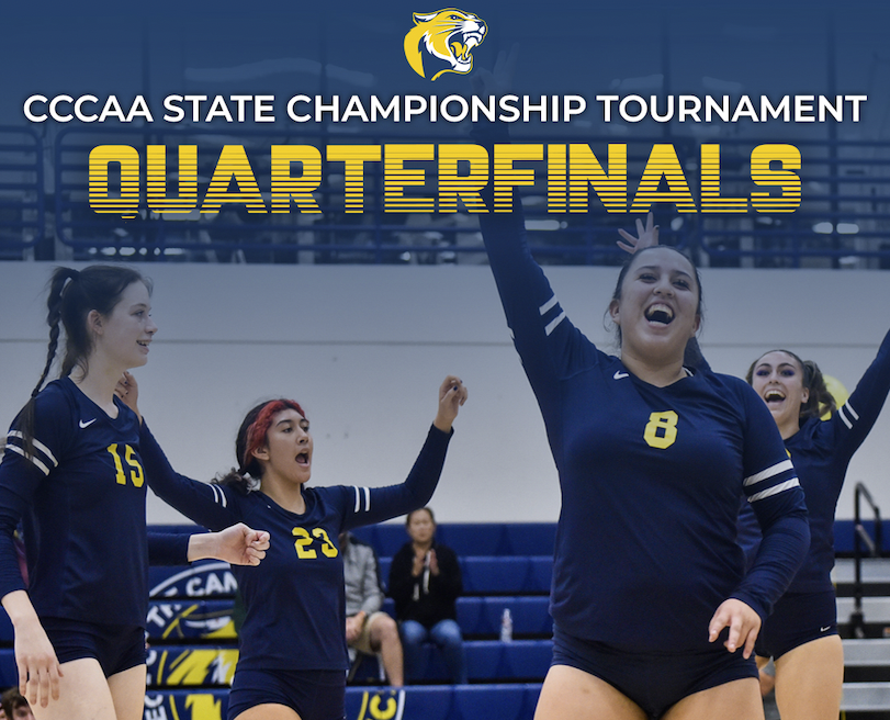 College of the Canyons women's volleyball state championship tournament promotional graphic.