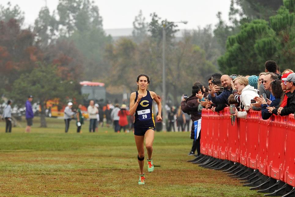 College of the Canyons freshman runner Danielle Salcedo claimed the 2021 CCCAA Women's Cross Country Individual Championship with a time of 17:54.9 on the 5K course at Woodward Park in Fresno on Saturday, Nov. 20. Salcedo is the first women's cross country individual cross country state champion in school history. — Dean Lofgren/CCCAA