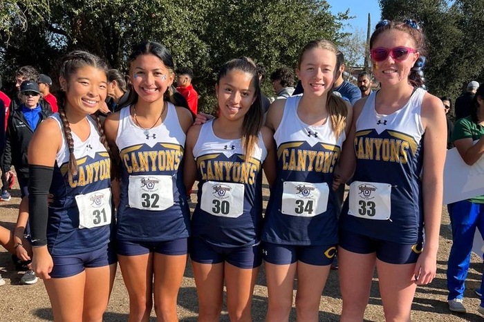 College of the Canyons women's cross country at 2022 CCCAA State Championships in Fresno.