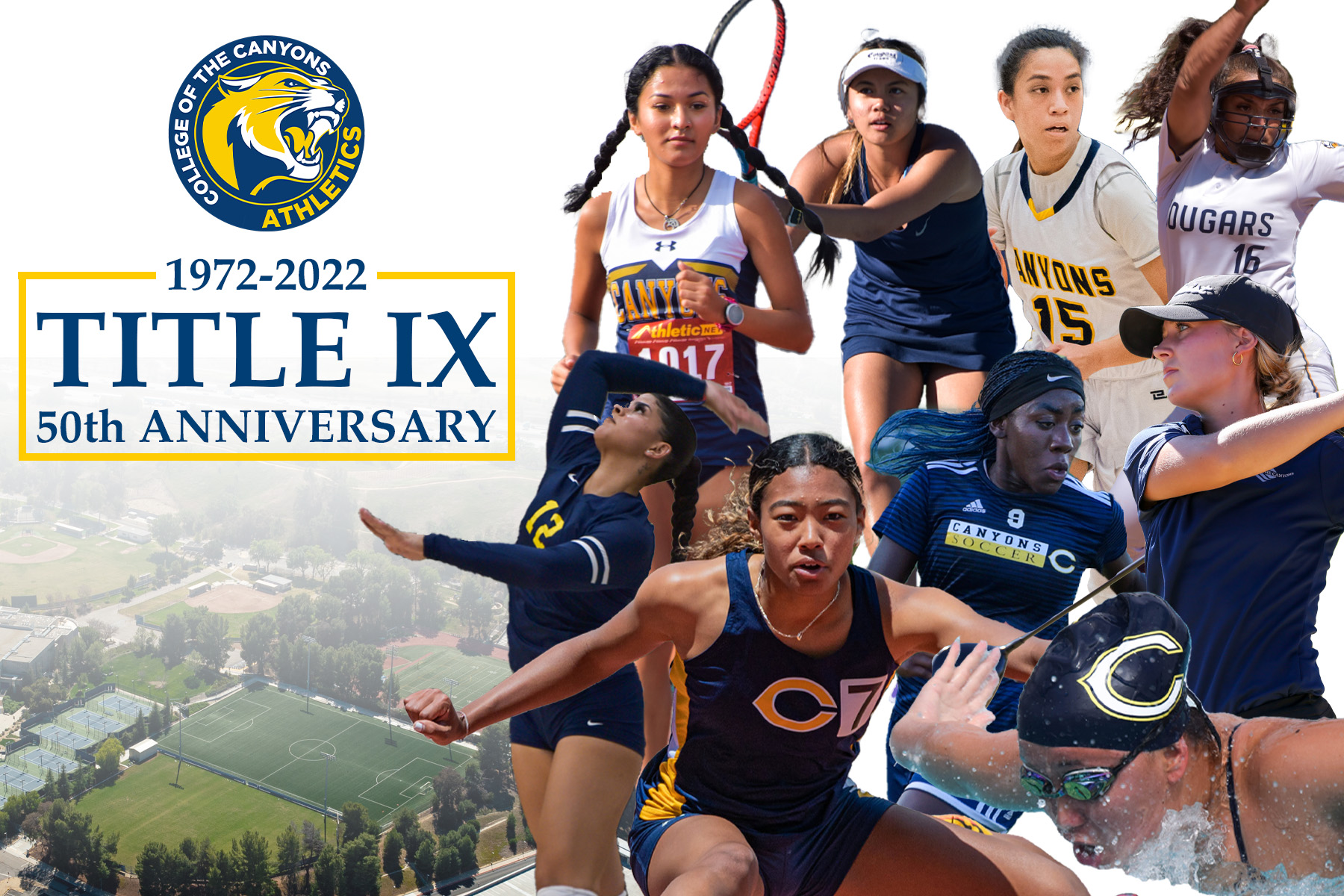College of the Canyons women's athletics Title IX photo collage graphic.